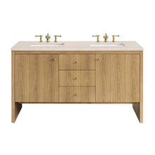 Load image into Gallery viewer, Hudson 60&quot; Double Vanity, Light Natural Oak w/ 3CM Eternal Marfil Top