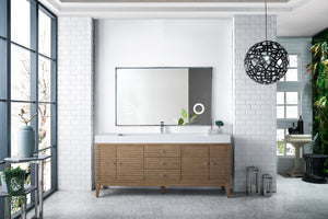Linear 72" Single Vanity Whitewashed Walnut w/ Glossy White Composite Top