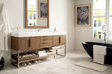 Load image into Gallery viewer, Columbia 72&quot; Single Vanity, Latte Oak w/ Glossy White Composite Top