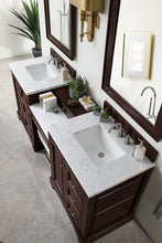 Load image into Gallery viewer, Bathroom Vanities Outlet Atlanta Renovate for LessDe Soto 82&quot; Double Vanity Set, Burnished Mahogany w/ Makeup Table, 3 CM Carrara Marble Top