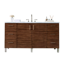 Load image into Gallery viewer, Metropolitan 60&quot; Single Vanity, American Walnut, w/ 3 CM Eternal Jasmine Pearl Quartz Top