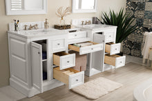 Load image into Gallery viewer, Bathroom Vanities Outlet Atlanta Renovate for LessDe Soto 82&quot; Double Vanity Set, Bright White w/ Makeup Table, 3 CM Arctic Fall Solid Surface Top