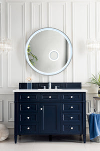 Brittany 48" Victory Blue Single Vanity w/ 3 CM Classic White Quartz Top James Martin