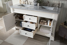 Load image into Gallery viewer, Brookfield 60&quot; Double Vanity, Bright White w/ 3 CM Carrara Marble Top