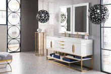 Load image into Gallery viewer, Columbia 72&quot; Double Vanity, Glossy White, Radiant Gold w/ Glossy White Composite Top