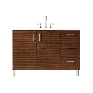 Metropolitan 48" Single Vanity, American Walnut, w/ 3 CM White Zeus Quartz Top