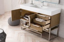 Load image into Gallery viewer, Columbia 48&quot; Single Vanity, Latte Oak w/ Glossy White Composite Top