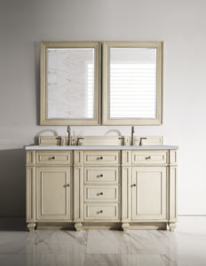 Bristol 60" Double Vanity, Vintage Vanilla, w/ 3 CM Eternal Serena Quartz Top