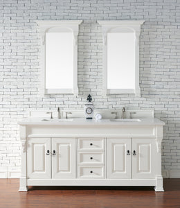 Brookfield 72" Double Vanity, Bright White w/ 3 CM White Zeus Quartz Top