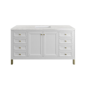 Chicago 60" Single Vanity, Glossy White w/ 3CM Arctic Fall Top