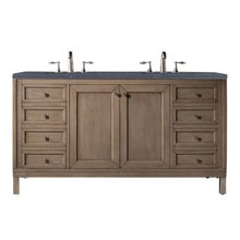 Load image into Gallery viewer, Chicago 60&quot; Double Vanity, Whitewashed Walnut w/ 3 CM Charcoal Soapstone Quartz Top