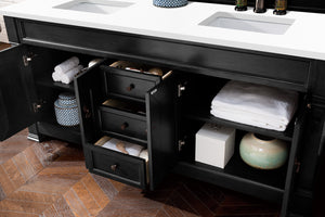 Brookfield 72" Double Vanity, Antique Black w/ 3 CM White Zeus Quartz Top