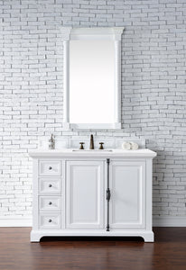Providence 48" Bright White Single Vanity w/ 3 CM Arctic Fall Solid Surface Top