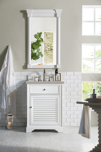 Savannah 26" Single Vanity Cabinet, Bright White, w/ 3 CM Eternal Serena Quartz Top