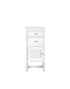 Athens 15" Cabinet w/ Drawers & Door, Glossy White w/ 3 CM Eternal Jasmine Pearl Quartz Top