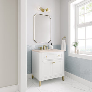 Chicago 30" Single Vanity, Glossy White w/ 3CM Eternal Marfil Top