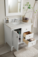 Load image into Gallery viewer, Palisades 36&quot; Single Vanity, Bright White w/ 3 CM Arctic Fall Solid Surface Top