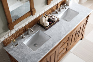 Bathroom Vanities Outlet Atlanta Renovate for LessBrookfield 72" Double Vanity, Country Oak w/ 3 CM Carrara Marble Top