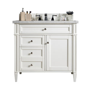 Brittany 36" Bright White Single Vanity w/ 3 CM Arctic Fall Solid Surface Top