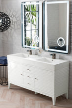 Load image into Gallery viewer, Linear 59&quot; Double Vanity, Glossy White w/ Glossy White Composite Top