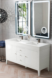 Linear 59" Double Vanity, Glossy White w/ Glossy White Composite Top