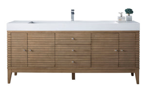 Linear 72" Single Vanity Whitewashed Walnut w/ Glossy White Composite Top