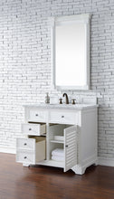 Load image into Gallery viewer, Bathroom Vanities Outlet Atlanta Renovate for LessSavannah 36&quot; Bright White Single Vanity w/ 3 CM Carrara Marble Top