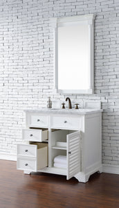 Bathroom Vanities Outlet Atlanta Renovate for LessSavannah 36" Bright White Single Vanity w/ 3 CM Carrara Marble Top
