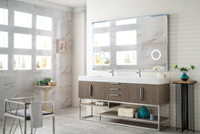 Load image into Gallery viewer, Columbia 72&quot; Double Vanity, Ash Gray w/ Glossy White Composite Top