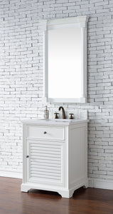 Savannah 26" Single Vanity Cabinet, Bright White, w/ 3 CM Classic White Quartz Top