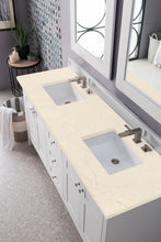 Load image into Gallery viewer, Palisades 72&quot; Double Vanity, Bright White, w/ 3 CM Eternal Marfil Quartz Top