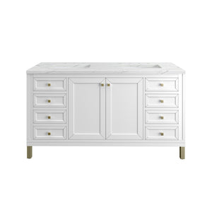 Chicago 60" Double Vanity, Glossy White w/ 3CM Ethereal Noctis Top