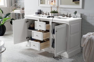 Bathroom Vanities Outlet Atlanta Renovate for LessDe Soto 60" Double Vanity, Bright White w/ 3 CM White Zeus Quartz Top