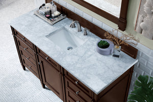 Bathroom Vanities Outlet Atlanta Renovate for LessBrittany 60" Burnished Mahogany Single Vanity w/ 3 CM Carrara Marble Top