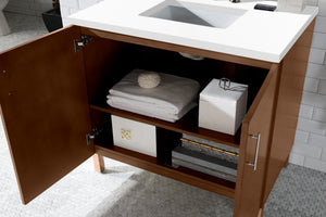Bathroom Vanities Outlet Atlanta Renovate for LessMetropolitan 36" Single Vanity, American Walnut, w/ 3 CM White Zeus Quartz Top