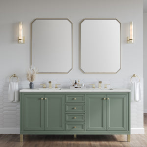 Chicago 72" Double Vanity, Smokey Celadon w/ 3CM Ethereal Noctis Top