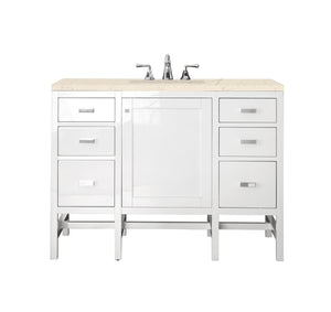 Addison 48" Single Vanity Cabinet, Glossy White, w/ 3 CM Eternal Marfil Top