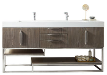 Load image into Gallery viewer, Columbia 72&quot; Double Vanity, Ash Gray w/ Glossy White Composite Top