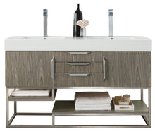 Load image into Gallery viewer, Columbia 59&quot; Double Vanity, Ash Gray w/ Glossy White Composite Top