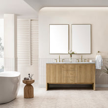 Load image into Gallery viewer, Hudson 60&quot; Double Vanity, Light Natural Oak w/ 3CM Ethereal Noctis Top