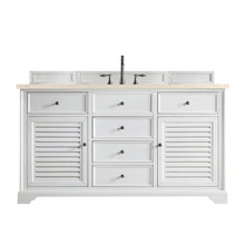 Load image into Gallery viewer, Savannah 60&quot; Single Vanity Cabinet, Bright White, w/ 3 CM Eternal Marfil Quartz Top