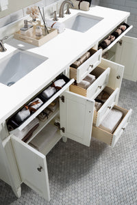 Brittany 72" Bright White Double Vanity w/ 3 CM White Zeus Quartz Top