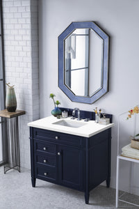 Brittany 36" Victory Blue Single Vanity w/ 3 CM White Zeus Quartz Top