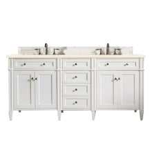 Load image into Gallery viewer, Brittany 72&quot; Bright White Double Vanity w/ 3 CM Eternal Marfil Quartz Top