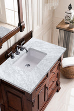 Load image into Gallery viewer, Brookfield 36&quot; Single Vanity, Warm Cherry w/ 3 CM Carrara Marble Top