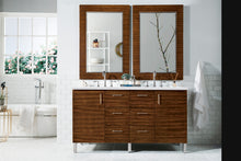 Load image into Gallery viewer, Metropolitan 60&quot; American Walnut Double Vanity w/ 3 CM Arctic Fall Solid Surface Top