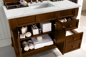 Bathroom Vanities Outlet Atlanta Renovate for LessBrookfield 48" Single Vanity, Country Oak w/ 3 CM Eternal Jasmine Pearl Quartz Top