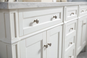 Bathroom Vanities Outlet Atlanta Renovate for LessBrittany 72" Bright White Double Vanity w/ 3 CM Carrara Marble Top