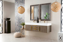 Load image into Gallery viewer, Mercer Island 59&quot; Double Vanity, Ash Gray, Radiant Gold w/ Glossy White Composite Top