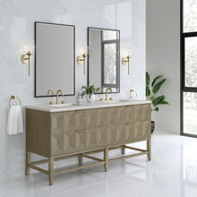 Load image into Gallery viewer, Emmeline 72&quot; Double Vanity, Pebble Oak w/ 3CM Eternal Jasmine Pearl Top